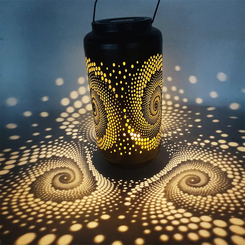 ZLXDP Wrought Iron Lantern Solar LED Lights Hollow Out Spring Hanging Lamp Garden Decor Lawn Yard Landscape Ligting Lamp